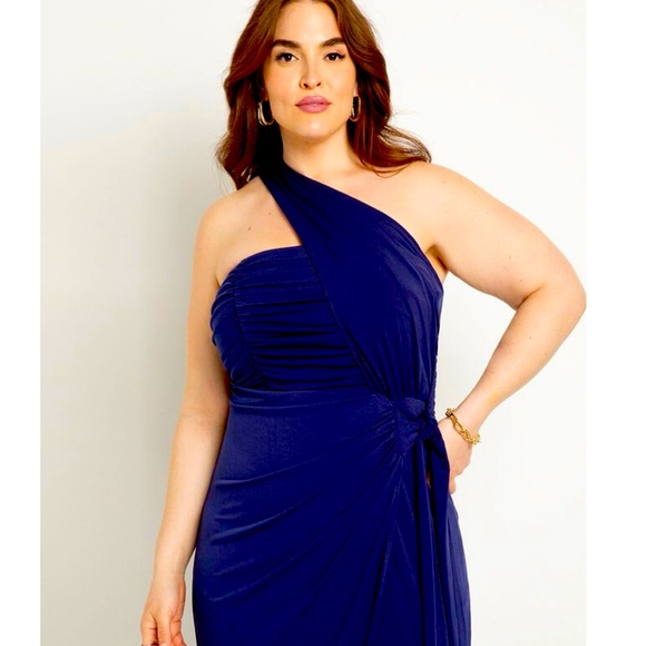 Rich blue single strap dress. Easy fit with alot of stretch. - Picture 1 of 3